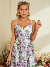 Floral Print Backless Cami Bridesmaid Dress